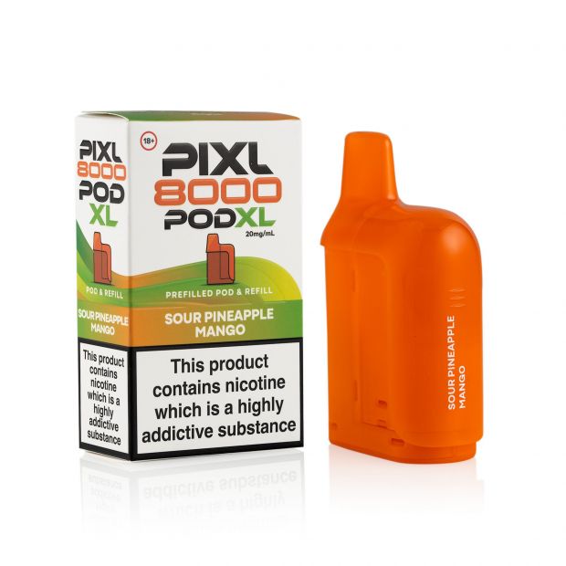 Pixl 8000 Sour Pineapple Mango pod and box